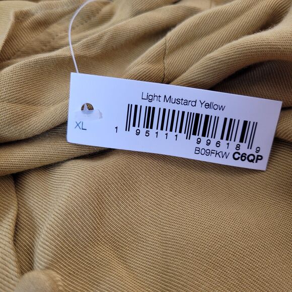 Goodthreads Women's Fluid Twill Tulip Short-Sleeve Tie-Waist Dress Mustard XL - Picture 6 of 10